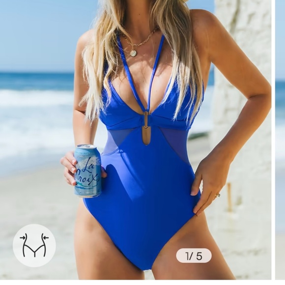 Blue One Piece Bathing Suit - Picture 1 of 3